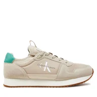 Sneakersy męskie - Sneakersy Calvin Klein Jeans Runner Sock Laceup Ny-Lth YM0YM00553 Beżowy - miniaturka - grafika 1