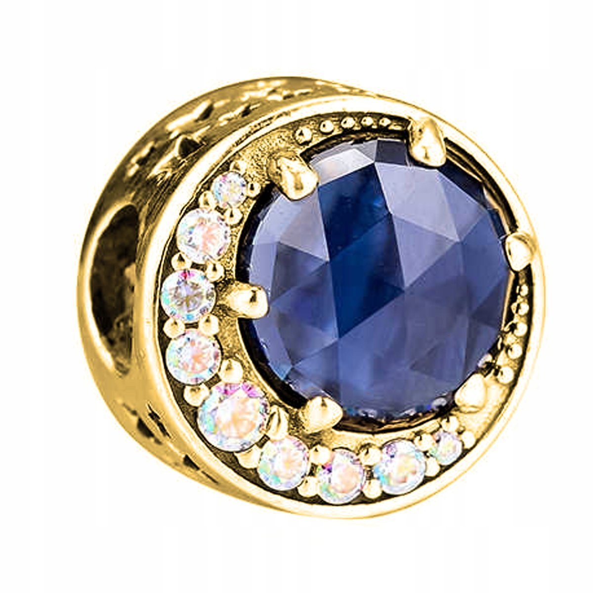 Złoty Charms Niebieski z Księżycem Noc Blue Moon Księżyc SREBRO 925