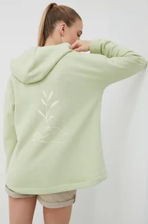 Bluzy damskie - Outhorn bluza damska kolor zielony z kapturem gładka - grafika 1