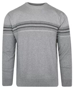Sweter Bawełniany, Szary U-neck, Okrągły Dekolt, Męski -DEVIR - Devir - Swetry męskie - miniaturka - grafika 1
