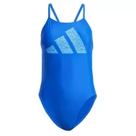 Stroje kąpielowe - adidas Damski strój kąpielowy z nadrukiem 3 barów, 97 cm czarny, Czarny, 128 - miniaturka - grafika 1