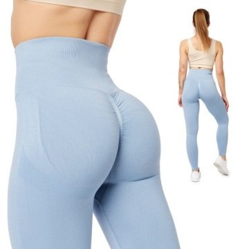 Legginsy Push Up wysoki stan bezszwowe Sport Fitness BLV50-255 Szary XL