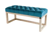 Ławki do przedpokoju - Ławka na buty LPP-2 150cm EMRAWOOD drewno lite kolor naturalny siedzisko pikowane kolor turkus - miniaturka - grafika 1
