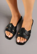 Klapki i japonki damskie - Czarne Klapki z Geometrycznymi Paskami Orrile - miniaturka - grafika 1