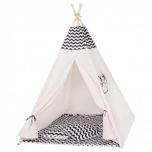 SPRINGOS Namiot Tipi dla dzieci wigwam czarny w zygzaki XXL TIP02 - Namioty i tipi dla dzieci - miniaturka - grafika 1