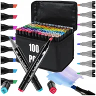 Przybory szkolne - MARKERY ALKOHOLOWE ZESTAW 100 SZTUK FLAMASTRY PRO + ETUI ART PISAKI MAZAKI - miniaturka - grafika 1