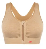 Biustonosze - BIUSTONOSZ SPORTOWY TOP SHEFIT BEŻOWY ZAPINANY Z PRZODU 5XL FITNESS - miniaturka - grafika 1