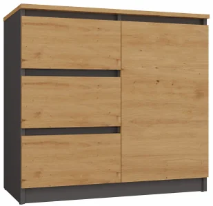 Nowoczesna Komoda Z Szufladami Antracyt + Dąb Artisan N0-S28 - Komody - miniaturka - grafika 1