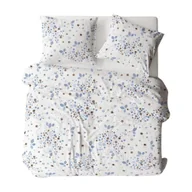 Pościel - Pościel z kory 160x200 biała niebieska liście 1789N Bielawa KARO - miniaturka - grafika 1