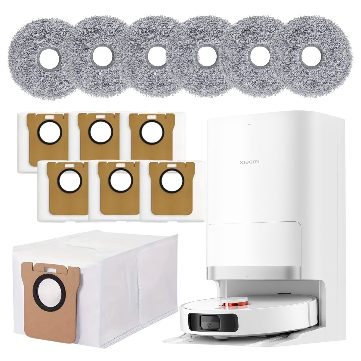Worki do odkurzacza XIAOMI X10 X10+ X20+ DREAME L10 L10s L20 Nakładki Mop 6 worków 6 mopów zestaw 12 sztuk Akcesoria do odkurzaczy Xiaomi Robot Vacu..