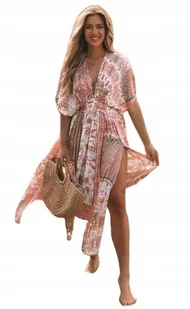 PAREO KIMONO NARZUTKA NA STRÓJ KĄPIELOWY BOHO - Bluzki damskie - miniaturka - grafika 1