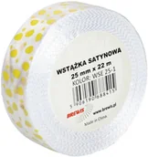 Pasmanteria - BREWIS Wstążka satynowa 25mm biała wielkanoc Brewis WSE25-1 - miniaturka - grafika 1