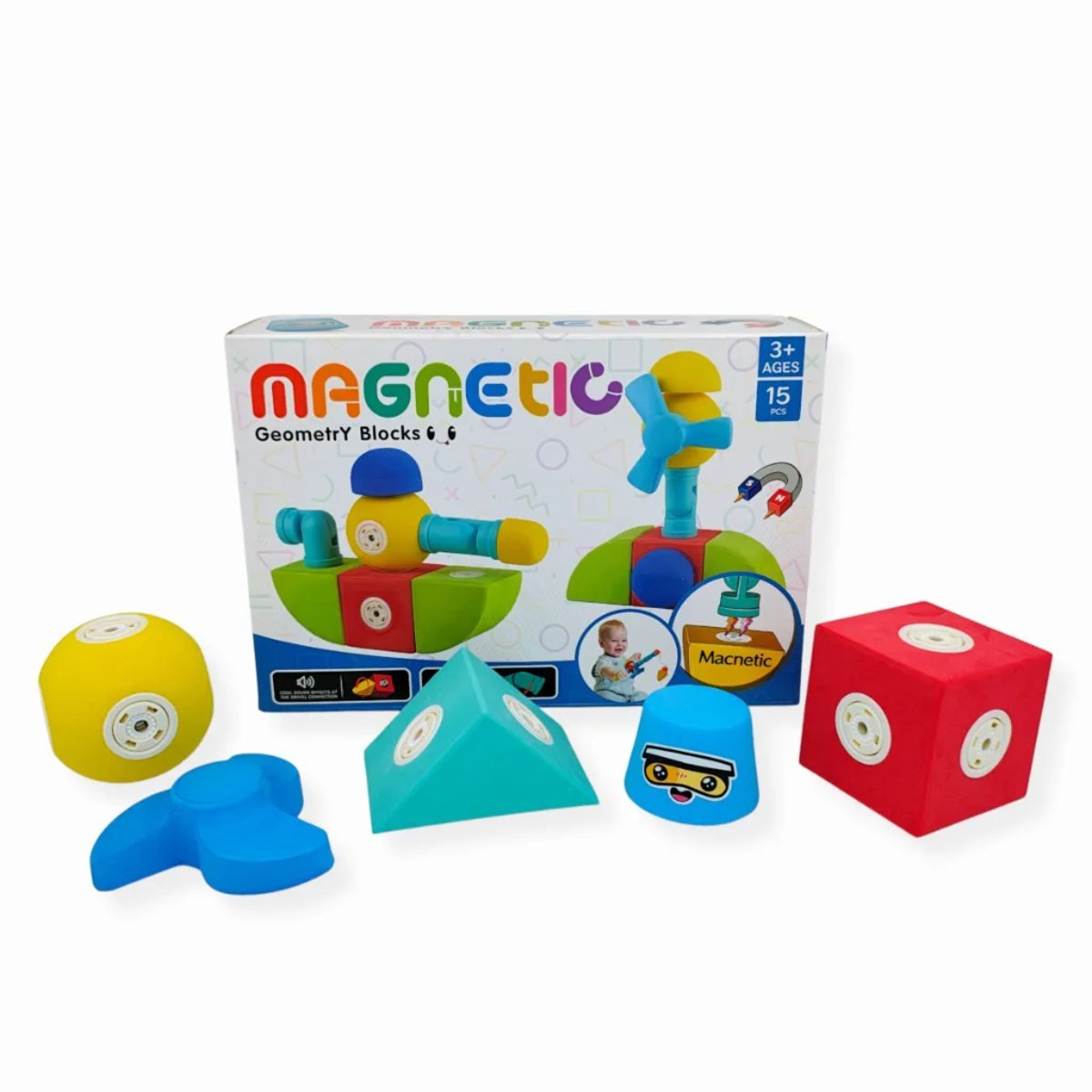 Klocki magnetyczne piankowe EVA 15 el. – MagTic 3+
