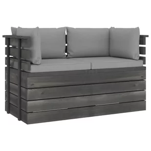 vidaXL Ogrodowa sofa 2-osobowa z palet, z poduszkami, drewno sosnowe - Sofy ogrodowe - miniaturka - grafika 1
