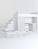 Krzesełka i taborety dla dzieci - Meblościanka Raj 5 połysk - pokój dziecięcy, młodzieżowy z materacem i stelażem biały - miniaturka - grafika 1