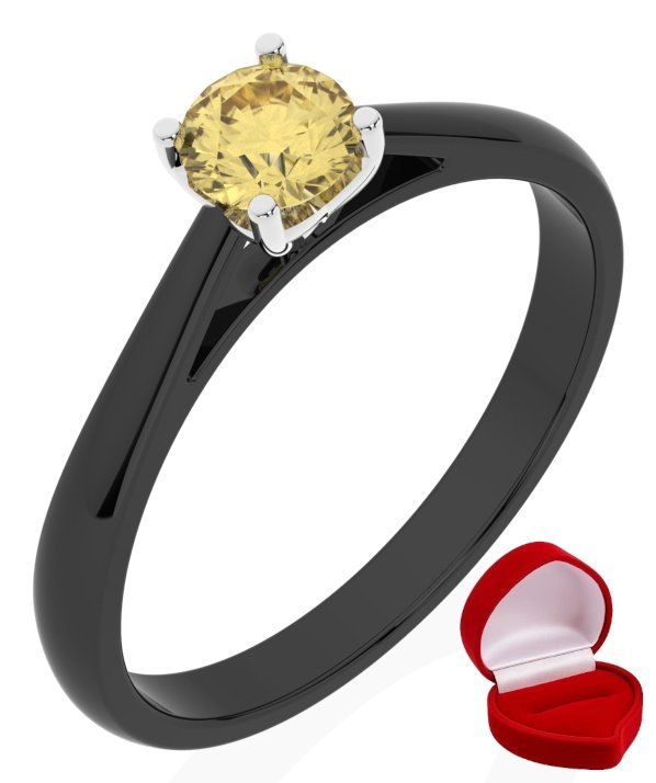 ZŁOTY PIERŚCIONEK ZARĘCZYNOWY 585 14k SZAFIR 0,30 ct CZARNE ZŁOTO R17