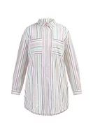 Sukienki - myMo Damska sukienka koszulowa 12527411, biała, wielokolorowe paski, M, Białe, wielokolorowe paski, M - miniaturka - grafika 1