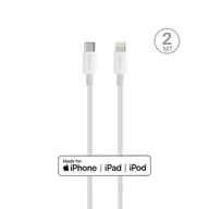 Kable USB - Puro Plain – Kabel połączeniowy USB-C na Lightning MFi 2m (biały) - miniaturka - grafika 1