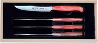 Noże kuchenne - zestaw 4 noży do steków akrylowa rękojeść stal nierdzewna sztućce do steków sztućce do grilla zestaw noży nóż do pizzy Giesser PremiumCut Steak No. 1 Red Diamond 12 cm BBQ specjalny nóż stalowy ostry czerwony - miniaturka - grafika 1