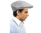 Czapki dla dzieci - Dress Up America Dress Up America Newsboy płaska czapka czapka kabbi dla dorosłych (srebrna) 693-Slvr-OS Fits Most - miniaturka - grafika 1