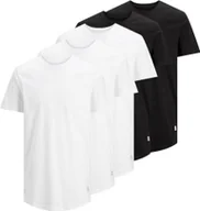 Koszulki męskie - T-shirt męski JACK&JONES, 5-pak - JJENOA, krótki rękaw, okrągły dekolt, bawełna, gładki biały/czarny S - miniaturka - grafika 1
