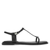 Sandały damskie - Sandały Calvin Klein Flat Sandal Squared Buckle Lth HW0HW02556 Czarny - miniaturka - grafika 1