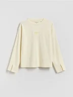 Bluzki dla dziewczynek - Reserved - Koszulka z haftem - kremowy - miniaturka - grafika 1