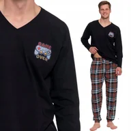 Piżamy damskie - PIŻAMA MĘSKA BAWEŁNIANA PAD DO KONSOLI DŁUGI RĘKAW I SPODNIE MORAJ XXL BLACK - miniaturka - grafika 1