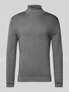 Sweter z dzianiny o kroju slim fit z golfem - Swetry męskie - miniaturka - grafika 1