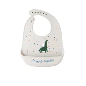 Śliniaki i fartuszki - Elastyczny Śliniak Silikonowy Z Miseczką Śliniaczek Z Kieszonką  Miękki Wodoodporny Zmywalny Dinozaur - miniaturka - grafika 1