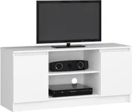 Szafki RTV - Elior Biała szafka pod telewizor z drzwiczkami - Darius 5X 140 cm - miniaturka - grafika 1