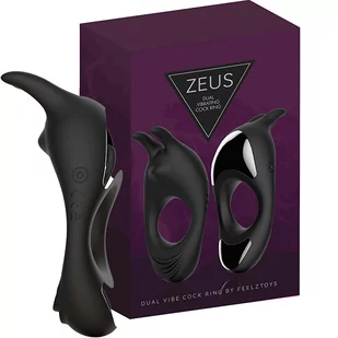 Feelz Toys Zeus Dual Vibe Cock Ring Black - Pierścienie erekcyjne - miniaturka - grafika 1