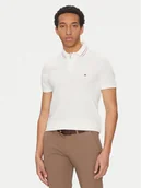 Koszulki męskie - Tommy Hilfiger Polo Placket Interest MW0MW38459 Biały Regular Fit - miniaturka - grafika 1
