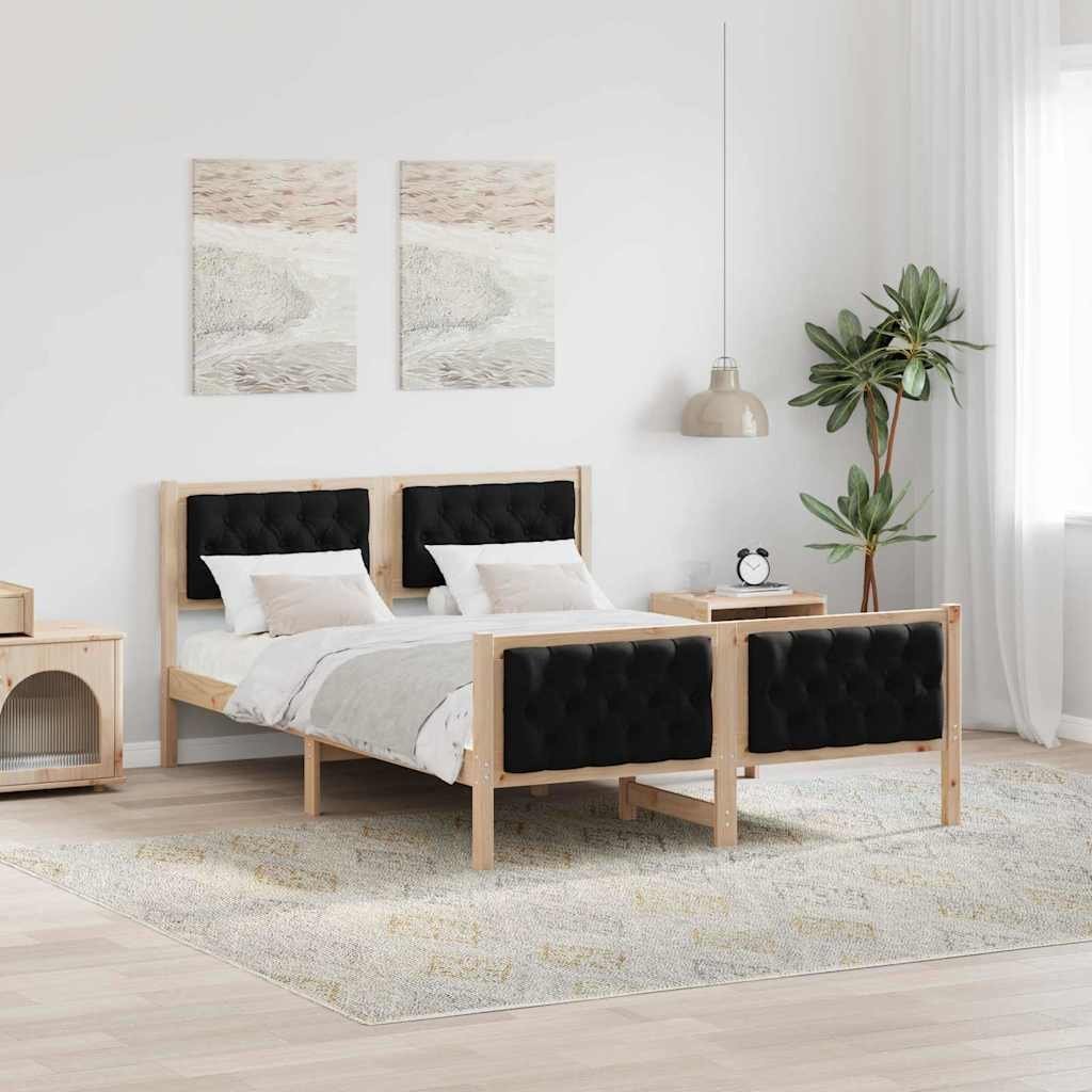 vidaXL vidaXL Ramka łóżka Czarny 140 x 190 cm Lite drewno sosnowe
