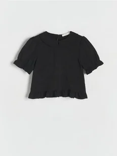 Reserved - Bluzka z haftowanym wzorem - czarny - Bluzki dla dziewczynek - miniaturka - grafika 1