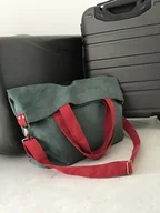 Torebki damskie - Torba na ramię XXL - zieleń, bordo - miniaturka - grafika 1
