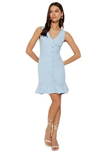 Trendyol FeMan Skater Regular Fit tkana sukienka, niebieska, 36, NIEBIESKI, 34 - Sukienki - miniaturka - grafika 1