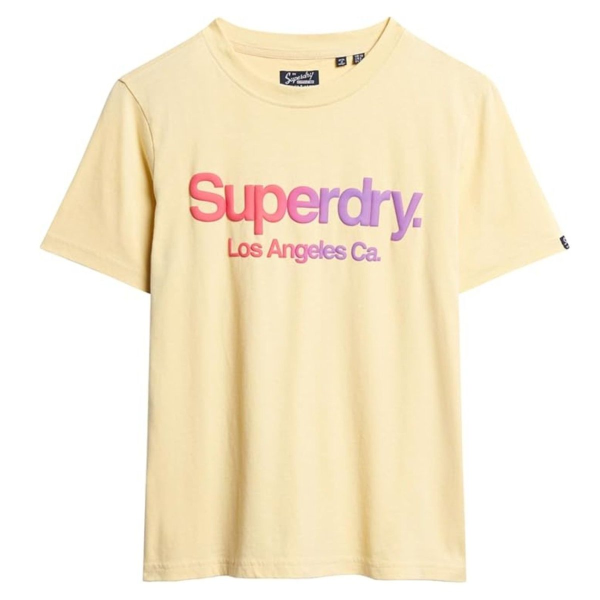 Koszulka damska Superdry Tona Rainbow t-shirt żółty z logo-XL
