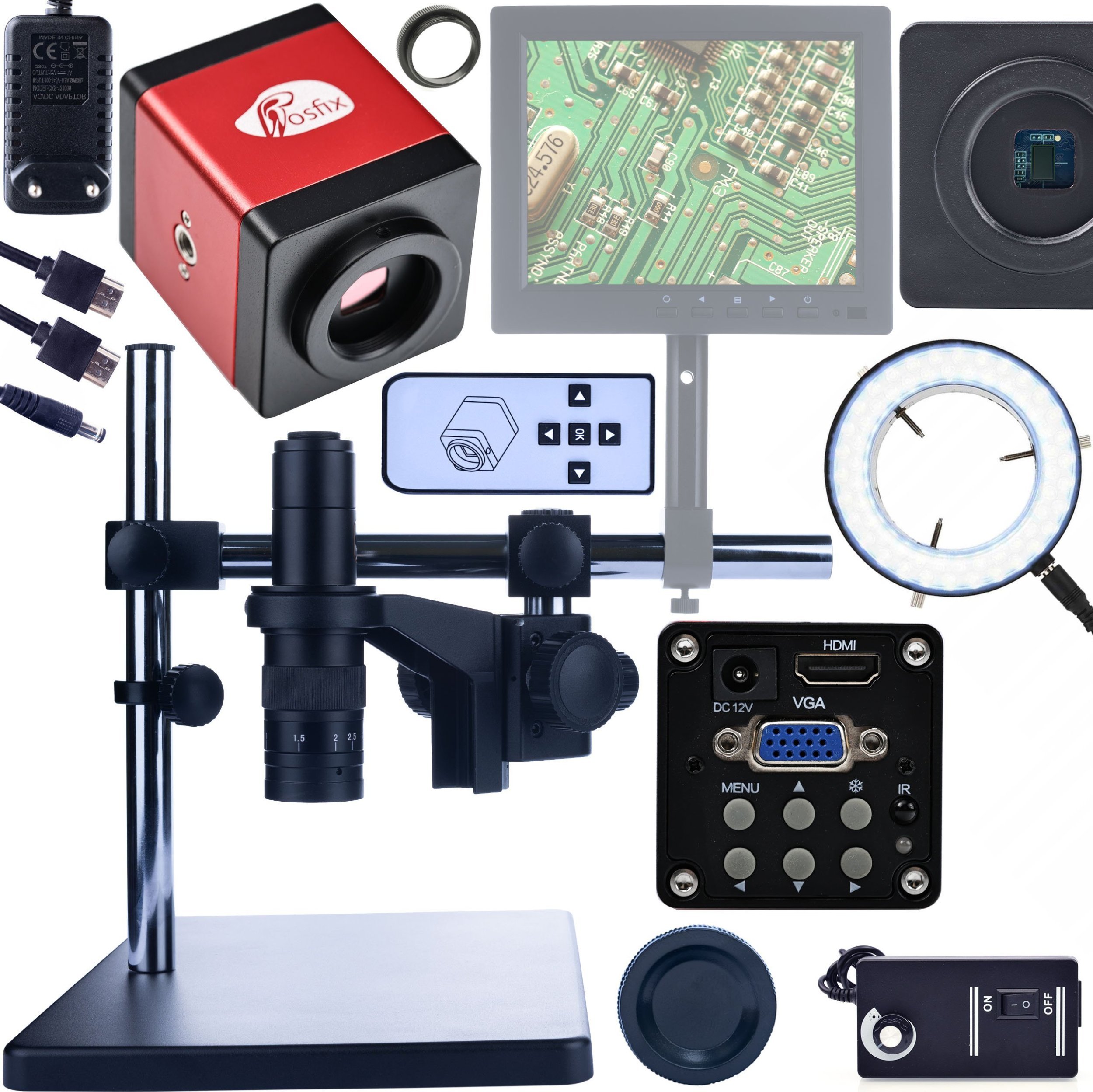 Mikroskop Rosfix ZESTAW MIKROSKOP CYFROWY DO LUTOWANIA ROSFIX WYSIĘGNIK + OŚWIETLACZ KAMERA