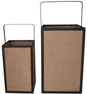 Lampy ogrodowe - Kpl.2 latarni czarnych metalowych z ażurowymi wstawkami - miniaturka - grafika 1