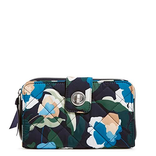 Vera Bradley Damski portfel Performance Twill Turnlock z ochroną RFID, zanurzone kwiaty, jeden rozmiar