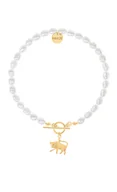 Bransoletki - Bransoletka z pereł z pozłacanym znakiem zodiaku Byk - miniaturka - grafika 1