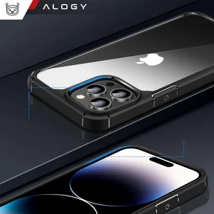 Etui Case do iPhone 14 Pro + zestaw 4 szkieł 5w1 pancerne 360 Alogy Hybrid 2x Szkło na ekran +2x obiektyw czarno-przezroczyste - Etui i futerały do telefonów - miniaturka - grafika 13