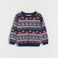 Bluzy dla chłopców - Reserved - Żakardowy sweter ze świątecznym wzorem - Niebieski - miniaturka - grafika 1