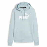 Bluzy damskie - BLUZA damska PUMA Ess Logo DRESOWA z KAPTUREM KANGURKA Turkus XS - miniaturka - grafika 1