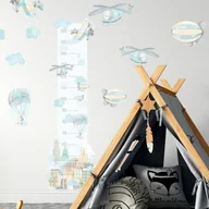 Wyposażenie pokoiku dziecięcego - Naklejka ścienna samoloty - miarka wzrostu - miniaturka - grafika 1