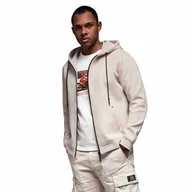 Bluzy męskie - Dresowa rozpinana bluza męska hoodie piaskowa Ombre OM-SSZP-0213 V6 r. XXL - miniaturka - grafika 1