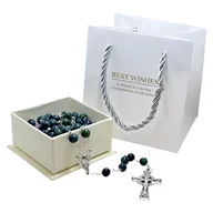 Naszyjniki - Różaniec kamień naturalny Azuryt R12 - miniaturka - grafika 1