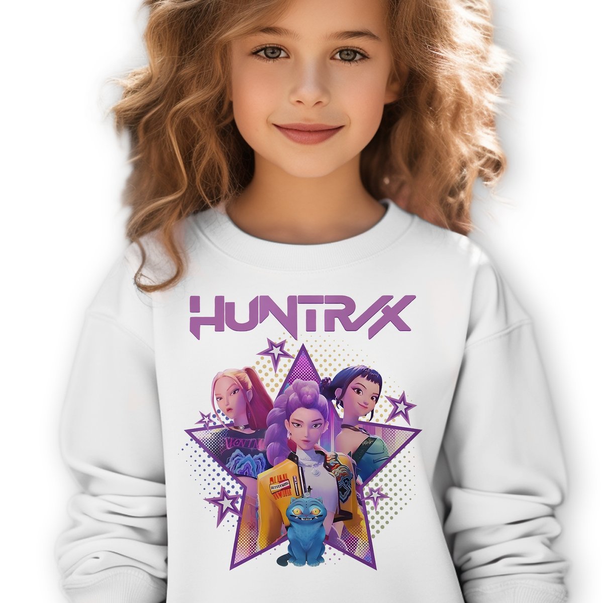 Bluza Dziecięca Biała HUNTRIX GIRLS Do Przedszkola K-pop Muzyka Wz - 116 cm
