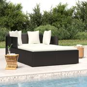 Sofy ogrodowe - Leżak z poduszką, czarny, 182x118x63 cm, rattan PE Lumarko! - miniaturka - grafika 1